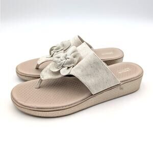 LifeStride Bloom Wedge Heel Sandals Women's Natural Stretch Size US9M EU40